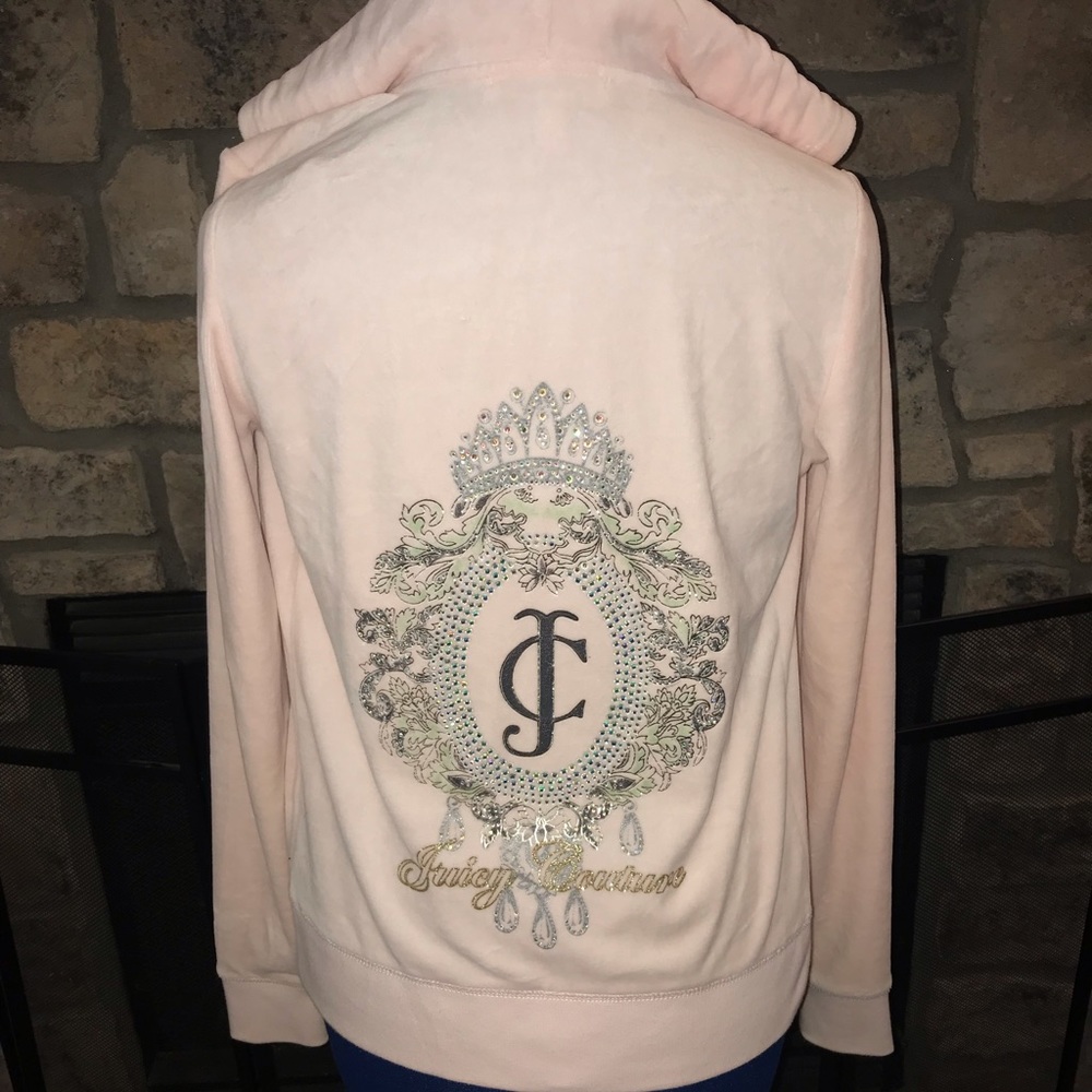 Juicy Couture Velour Zip Hoodie Jacket Pink Med